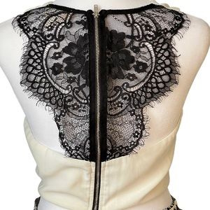 L’Atiste Crop Top with Lace Back Detail, S, Cream and Black